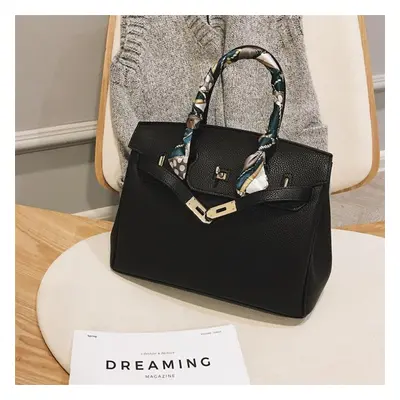 (black) Women Bags Fashion Lychee Pattern Platinum Bag Hand Shoulder Diagonal Female Bag