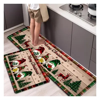 (160*200cm) 1pcs Merry Christmas Xmas Printed Kitchen Rug Anti-fatigue Kitchen Rug Waterproof No