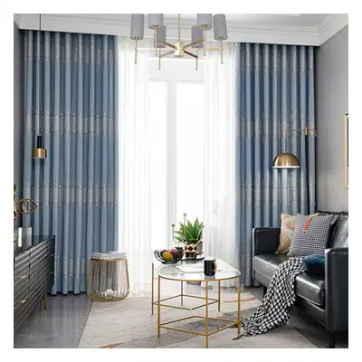 (blue, 250*270cm*2pcs) Blackout Curtains Nordic Simple Living Room Bedroom Home Insulation Bay W