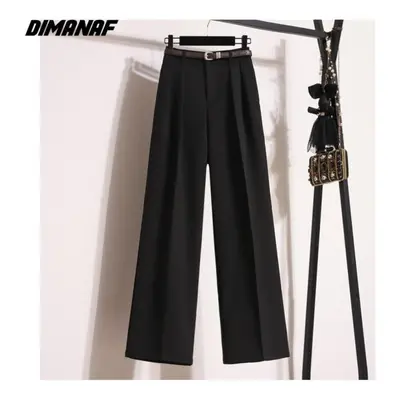 (black, 3XL) Dimanaf New Plus Size Spring Summer Long Pants Women Elastic Waist Loose Casual Sol