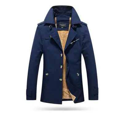 (dark blue, XXXXL) Men&apos;s Winter Jacket Windbreaker Military Army Waterproof Men Long Thick 