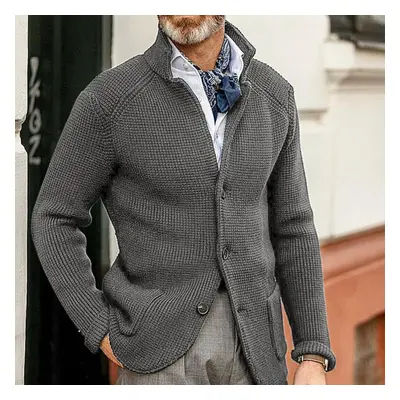 (gray, XL) Autumn And Winter Men&apos;s Fashion Loose Cardigan Warm Lapel Hooded Jacket Sweater