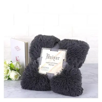 (dark gray, L) Super Soft Blankets For Beds Shaggy Faux Fur Blanket Ultra Plush Decorative Blank