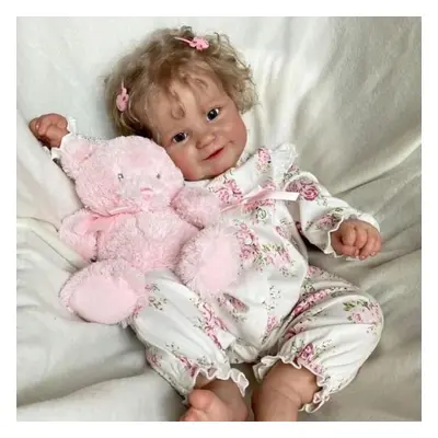 (same as picture) Cm Inch 3D Paint Skin With Vein Reborn Baby Cloth Body Silicone Doll Toy For G