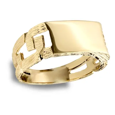 (P) Jewelco London Men's Solid 9ct Yellow Gold Curb Link Rectangular Signet Ring