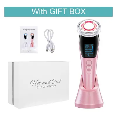 (pink, With GIFT BOX) Ems Micro Current Face Lifting Facial Massager Sonic Vibration Face Massag