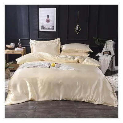 (camel, Full Size pcs) Mulberry Silk Bedding Set With Duvet Cover Fitted/flat Bed Sheet Pillowca