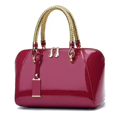 (burgundy) Women&apos;s Bags Handbags Lacquered Leather Fashion Handbags Ladies Bags Large-capac