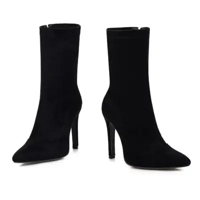 (black, 43) Meotina Autumn Ankle Boots Women Zipper Stiletto Heels Short Boots Sexy Super High H