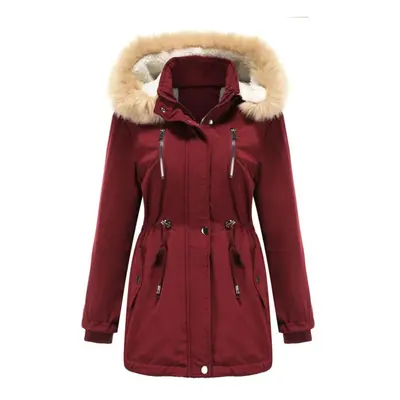 (wine, S) Women&apos;s Fashion Solid Colour Autumn And Winter Cotton Loose Cotton Clothes Remova