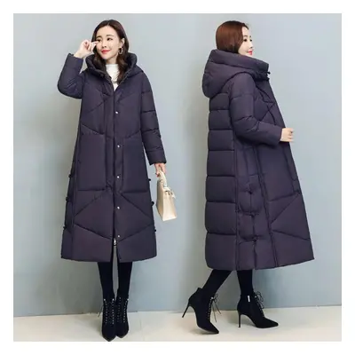 (purple, 2XL) Women Hooded Jackets Long Outerwear Female Parkas Base Coats Women Cotton Thick Ca