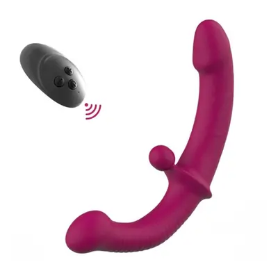 (red) Erotic Sextoys Strapless Strapon Dildo Vibrator Lesbian Strap-on Penis Pegging Double Ende