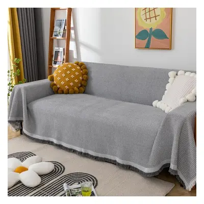 (grey white, 180*180cm) Sofa Towel Throw Blanket Solid Color Knitting Sofa Covers Blanket Plaid 