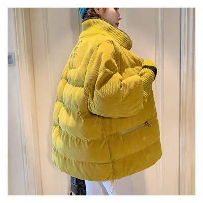 (yellow, L) Women Winter Jacket Snow Coat Female Turtled Collar Oversize Women Thick Jacket Over