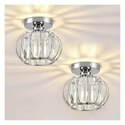 (2 Pack Silver) Small Semi Flush Mount Ceiling Light Fitting Pack Silver