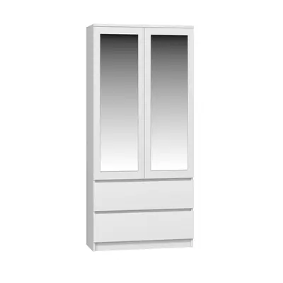 (White) TURIN - door wardrobe with mirror modern bedroom style - 90x50x180 - drawers