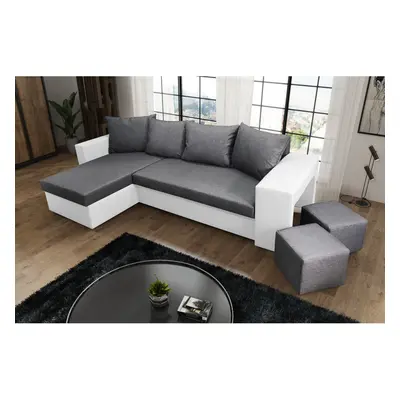 (White and Grey) Corner Sofa Bed With Footstools