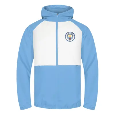 (White/Sky Blue, Years) Manchester City Boys Jacket Shower Windbreaker Kids OFFICIAL Football Gi