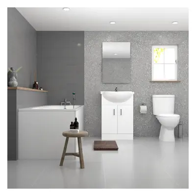 Bath 1700mm Flat Pack Vanity Unit Toilet Pan & Taps Bathroom Suite