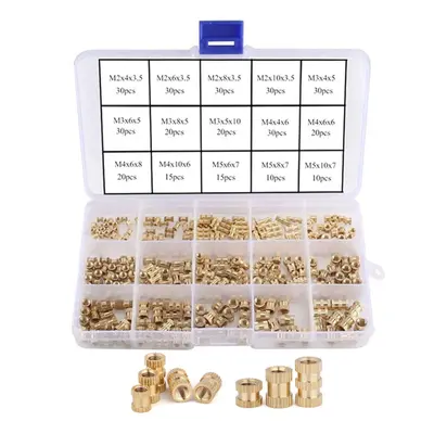 330Pcs Female Thread Knurled Nut M2 M3 M4 M5 Brass Threaded Insert Round Kit