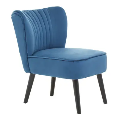 Blue Velvet Chair, Curved Back Accent chair, Easy to Assemble Borg Chair, Comfy Office Chair