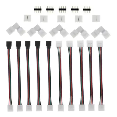 10MM RGB 5050 4Pin LED Strip Light Connector Kit PCB Ribbon Cable PCB Clip Adapter Provides Most