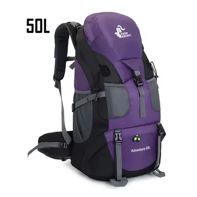 (50L Purple) Waterproof Hiking Backpack Woman Outdoor Trekking Camping Bag Army Man Hunting Moun