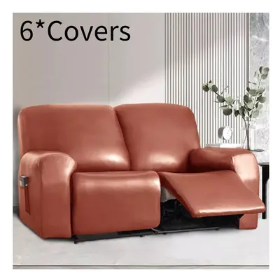 (Orange Seater) Pu Leather Stretch Recliner Sofa Covers Waterproof 3 Seater Armchair Cover