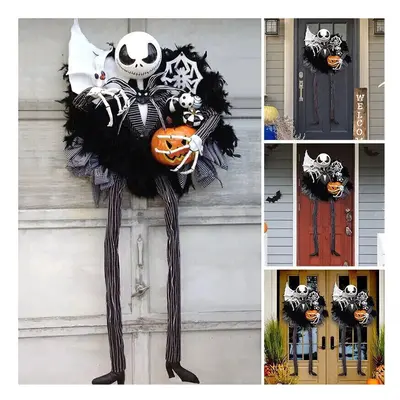 Halloween Door Wreath Nightmare Christmas Jack Skellington Party Decoration