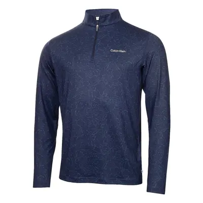 (M, Navy) Calvin Klein Mens Printed Newport Half Zip Soft Lightweight Golf Sweater