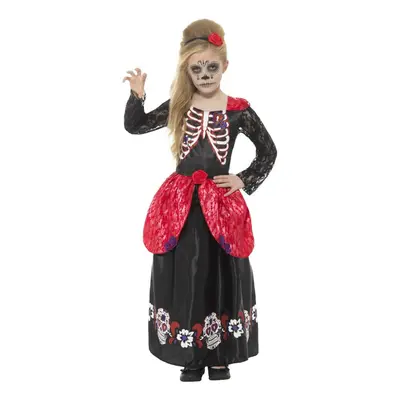 (10-12 Years, Black/Red) Smiffys Girls Deluxe Day Of The Dead Costume