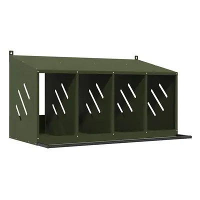 (olive green, 106,5 x x 59,5 cm) vidaXL Chicken Nesting Box with Compartments Olive Green Metal