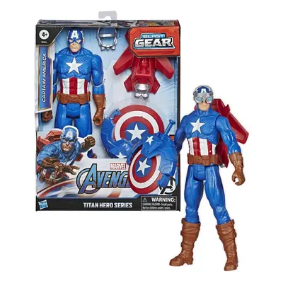 Marvel Avengers Titan Hero Series Blast Gear Captain America, 30-cm Toy, With Launcher, Accessor