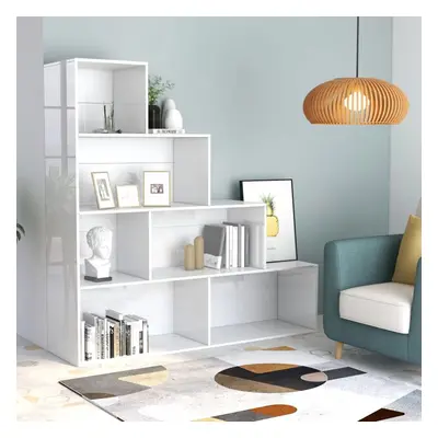 Book Cabinet/Room Divider High Gloss White 155x24x160 cm Chipboard