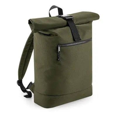 (One Size, Military Green) BagBase Unisex Recycled Roll-Top Backpack