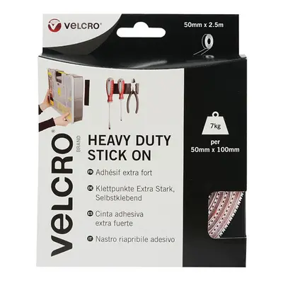 1 Pack - VELCROÂ® Brand VEL-EC60246 Heavy Duty Stick On Tape 50mm x 2.5m - White