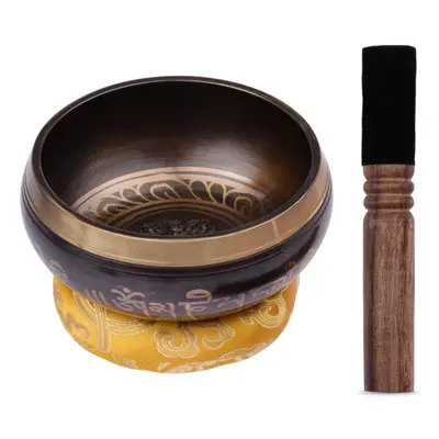 (5 Inch) Tibetan Singing Bowl Set With 12.5cm/5inch Handmade Metal Sound Bowl & Soft Cushion & W