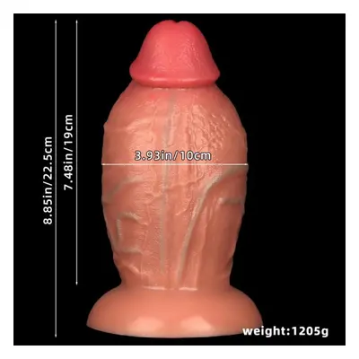 (brown) 23*10cm Oversized Anal Plug Penis Liquid Silicone Double Hardness Simulation Oversized P