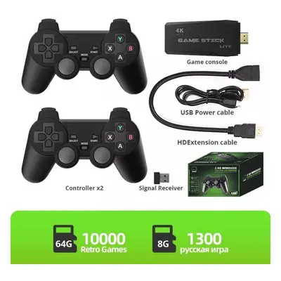 (as the picture, 11300(RU) Games 2P) Data Frog 4k Video Game Console 2.4g Wireless Controller Bu