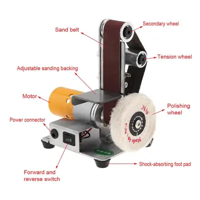 (UK) Electric Belt Machine Sander Sanding Grinding Polishing Machine Abrasive Belts Grinder Diy 