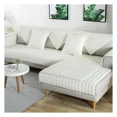 (beige, 110x210cm) Sofa Cushion Plush Winter Thick Non-slip Sofa Cushion Sofa Towel Flannel Cush