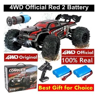 (red, battery) New 4wd Original Remote Control Car Off Road 4x4 Rc High Speed Truck 50km/h Fast 