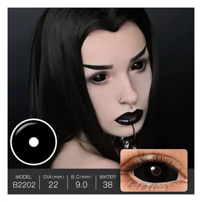 (black, 22MM) 22mm Sclera Lenses All Black 1pair Halloween Contact Lenses Cosplay Lenses White L