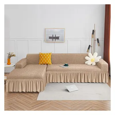 (cream, Part BB 215-300cm) Seekers Skirt Sofa Cover -shaped Plain Striped Pattern Sofa Cover Liv