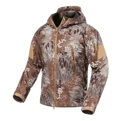 (brown, XXL) Men Soft Shell Military Jacket Waterproof Fleece Tactical Camouflage Jacket Winter 