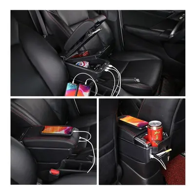 (black,red) For Suzuki Sx4 Armrest Box With Multi-functional Suppoty Pu Soft Cushion Usb