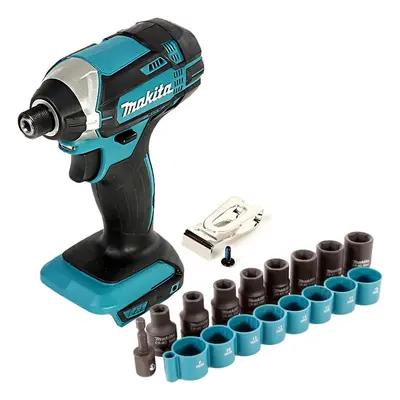 Makita DTD152Z 18v Lithium Ion Impact Driver LXT Bare + 9pc Socket Set Wrench