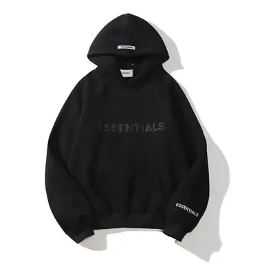 (black, L) Essentials Thickening Hoodie Street Wear Silicone Logo Casual Loose Oversized Sports 