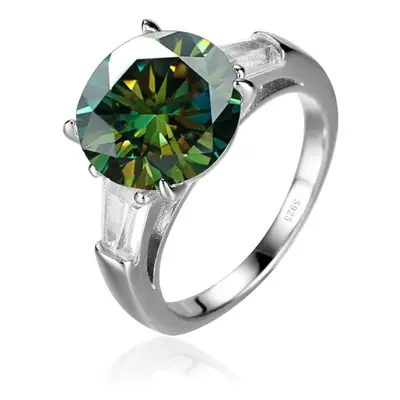 (green, 8.5) Bagueringen Luxury Big Carat Moissanite Diamond Ring Sterling Silver Jewelry Classi