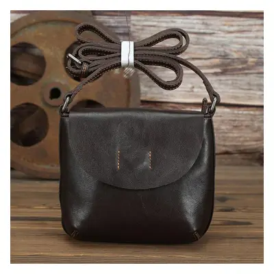 (coffee) Johnature Retro Genuine Leather Women Mini Bags Simple First Layer Cowhide Female Shoul